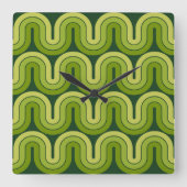 Retro 1970 Style Wave Pattern Quadratische Wanduhr (Vorderseite)