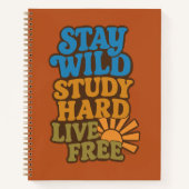 Retro 1970er Bleibe Wild, Study Hard, Live Free Notizblock (Vorderseite)