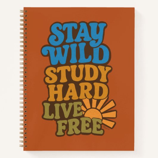 Retro 1970er Bleibe Wild, Study Hard, Live Free Notizblock (Vorderseite)