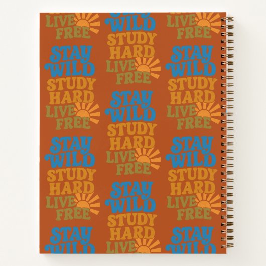 Retro 1970er Bleibe Wild, Study Hard, Live Free Notizblock (Rückseite)