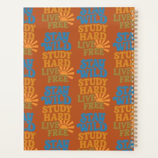 Retro 1970er Bleibe Wild, Study Hard, Live Free Planer (Rückseite)