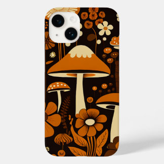 Retro 1970er Brown & Orange Pilze & Blume Case-Mate iPhone 14 Hülle