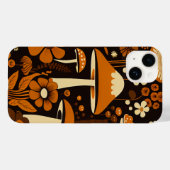 Retro 1970er Brown & Orange Pilze & Blume Case-Mate iPhone Hülle (Rückseite (Horizontal))