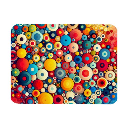 Retro 1970er bunte Kreise Magnet (Horizontal)