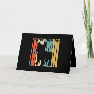 Retro 1970er Hunde Silhouette Französisches Bulldo Karte