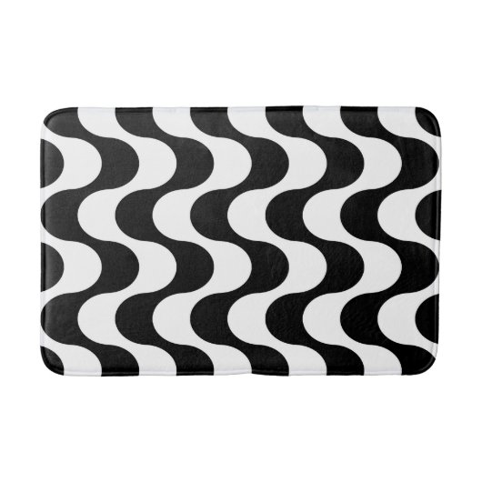 Retro 1970er Jahre Design Wavy Op-Art Stripe Muste Badematte (Vorderseite)