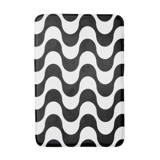 Retro 1970er Jahre Design Wavy Op-Art Stripe Muste Badematte (Vorderseite Vertikal)