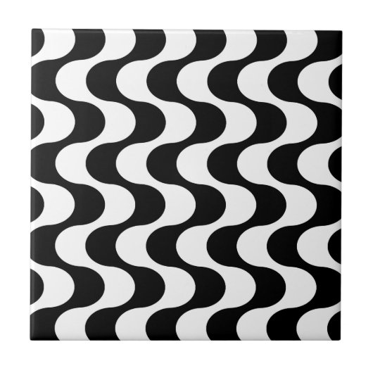 Retro 1970er Jahre Design Wavy Op-Art Stripe Muste Fliese (Vorderseite)