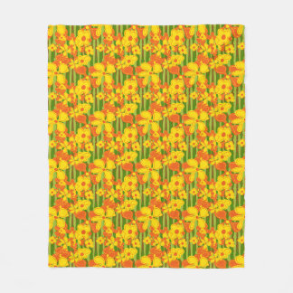 Retro 1970er-Jahre Gelbe Orange-Blume Fleecedecke