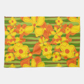 Retro 1970er-Jahre Gelbe Orange-Blume Geschirrtuch (Horizontal)