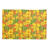 Retro 1970er Jahre kühne, helle orange gelbe Blume Kissenbezug (Rückseite-Links)