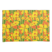 Retro 1970er Jahre kühne, helle orange gelbe Blume Kissenbezug (Vorderseite-Rechts)