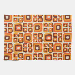 Retro 1970er Jahre Mid Century Orange und Braun Ge Geschirrtuch