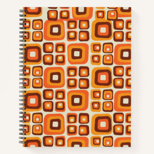 Retro 1970er Jahre Mid Century Orange und Braun Ge Notizblock