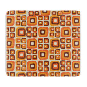 Retro 1970er Jahre Mid Century Orange und Braun Ge Schneidebrett