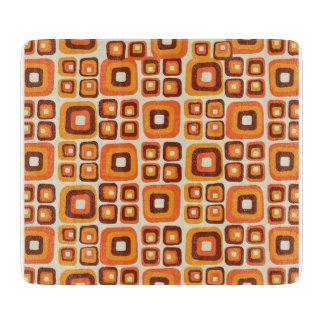 Retro 1970er Jahre Mid Century Orange und Braun Ge Schneidebrett