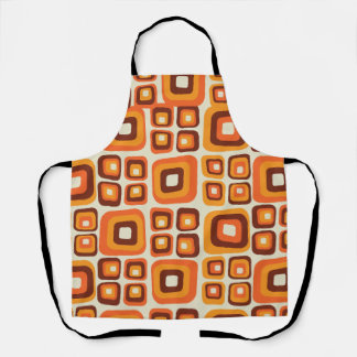 Retro 1970er Jahre Mid Century Orange und Braun Ge Schürze