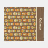 Retro 1970er Jahre Orange, grüne Blätter auf braun Fleecedecke (Vorderseite (Horizontal))