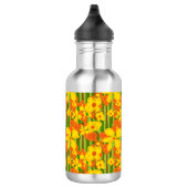 Retro 1970er Jahre Orangefarbene Blumen Edelstahlflasche (Rechts)
