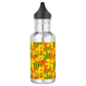 Retro 1970er Jahre Orangefarbene Blumen Edelstahlflasche (Links)