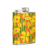 Retro 1970er Jahre Orangefarbene Blumen Flachmann (Rechts)