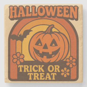 Retro 1970er Jahre Trick or Treat Halloween Steinuntersetzer