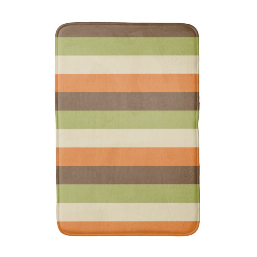 Retro 1970er Streifen grün, orange, braun, creme Badematte (Vorderseite Vertikal)