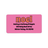 Retro 1970er Weihnachten Rosa Orange Rücksendeadre Adressaufkleber (Vorne)