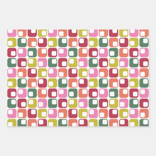 Retro 1970er Weihnachtsgeschenk Geschenkpapier Set (Vorderseite 2)