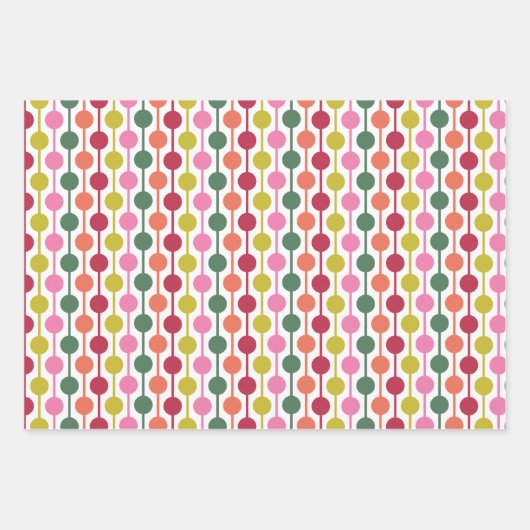 Retro 1970er Weihnachtsgeschenk Geschenkpapier Set (Vorderseite)