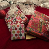 Retro 1970er Weihnachtsgeschenk Geschenkpapier Set