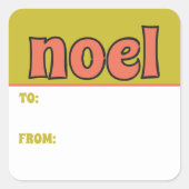 Retro 1970s Christmas Lettering Noel To From Quadratischer Aufkleber (Vorderseite)