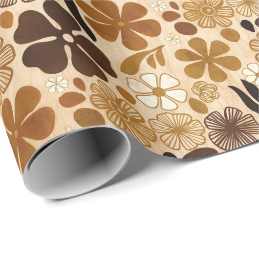 Retro 1970s Floral Graphic Geschenkpapier (Rolleneckpunkt)