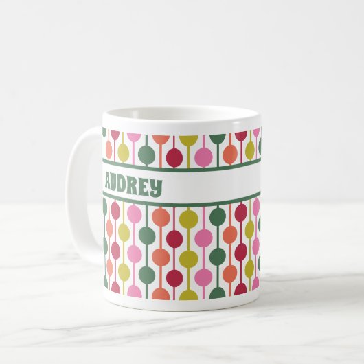 Retro 1970s Geometric Christmas Pattern Kaffeetasse (Vorderseite Links)