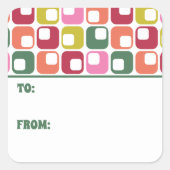 Retro 1970s Geometric Pattern Christmas To From Quadratischer Aufkleber (Vorderseite)