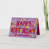 Retro 1970s Hippie Ästhetik Geburtstag Karte (Vorderseite)