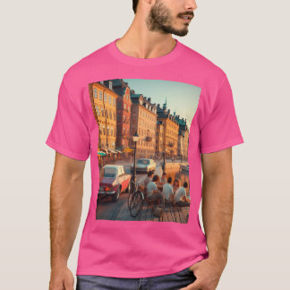 Retro 1970S Stockholm Ai Artwork Farbenfrohe Straß T-Shirt