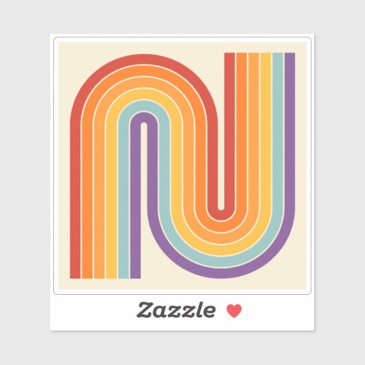 Retro 1970s Style Arched Stripes Geometric Pattern Aufkleber (Blatt)