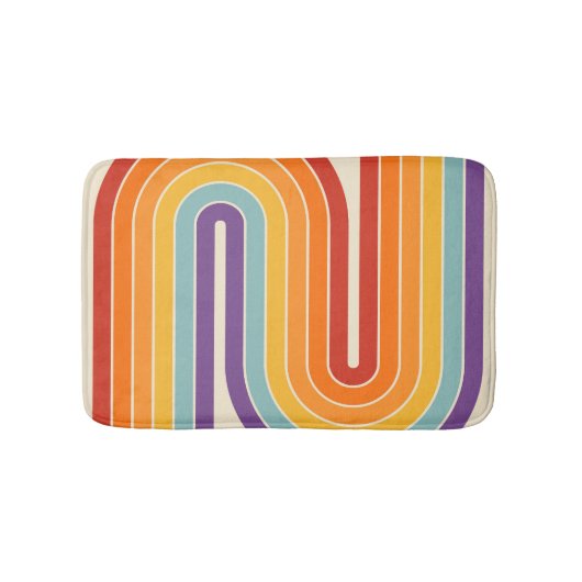 Retro 1970s Style Arched Stripes Geometric Pattern Badematte (Vorderseite)