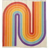 Retro 1970s Style Arched Stripes Geometric Pattern Duschvorhang (Vorderseite)