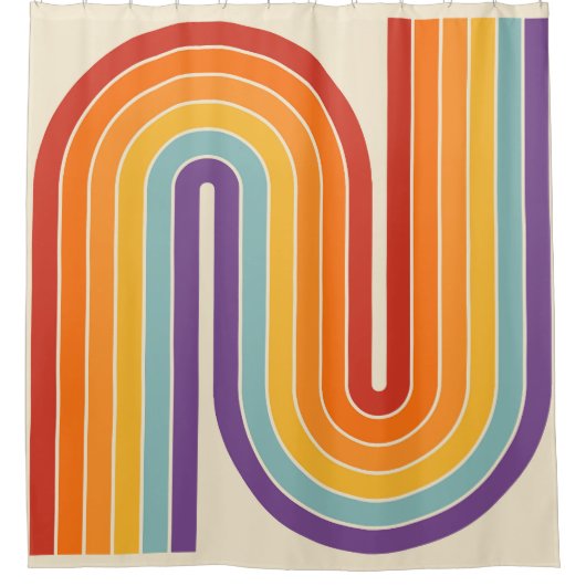 Retro 1970s Style Arched Stripes Geometric Pattern Duschvorhang (Vorderseite)