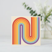 Retro 1970s Style Arched Stripes Geometric Pattern Einladung (Stehend Vorderseite)