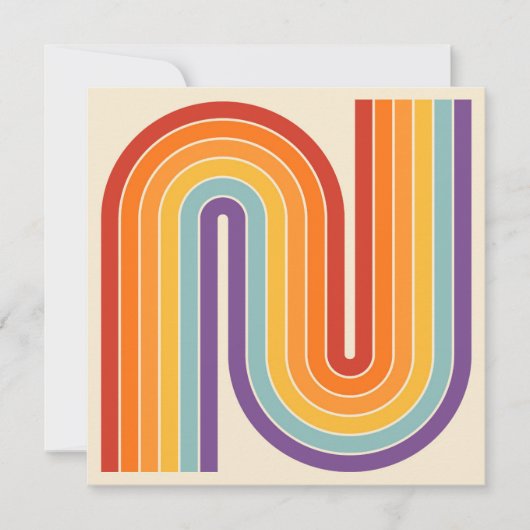Retro 1970s Style Arched Stripes Geometric Pattern Einladung (Vorderseite)