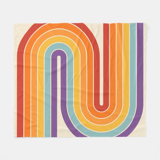 Retro 1970s Style Arched Stripes Geometric Pattern Fleecedecke (Vorderseite (Horizontal))