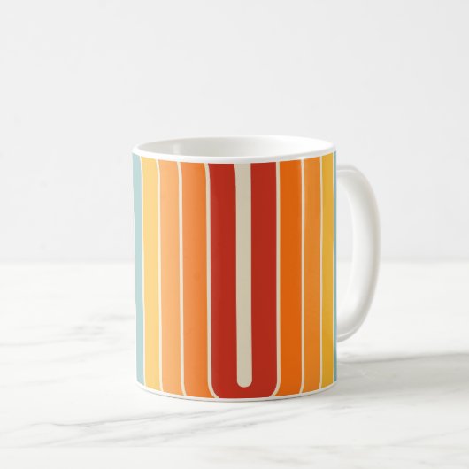 Retro 1970s Style Arched Stripes Geometric Pattern Kaffeetasse (VorderseiteRechts)