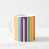 Retro 1970s Style Arched Stripes Geometric Pattern Kaffeetasse (Vorderseite Links)