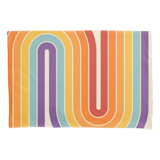 Retro 1970s Style Arched Stripes Geometric Pattern Kissenbezug (Vorderseite-Links)