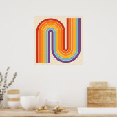Retro 1970s Style Arched Stripes Geometric Pattern Poster (Küche)