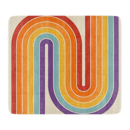 Retro 1970s Style Arched Stripes Geometric Pattern Schneidebrett (Vorderseite)