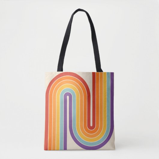 Retro 1970s Style Arched Stripes Geometric Pattern Tasche (Vorderseite)